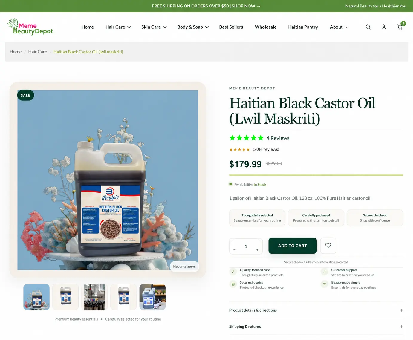 Meme Beauty Depot Shopify product page design