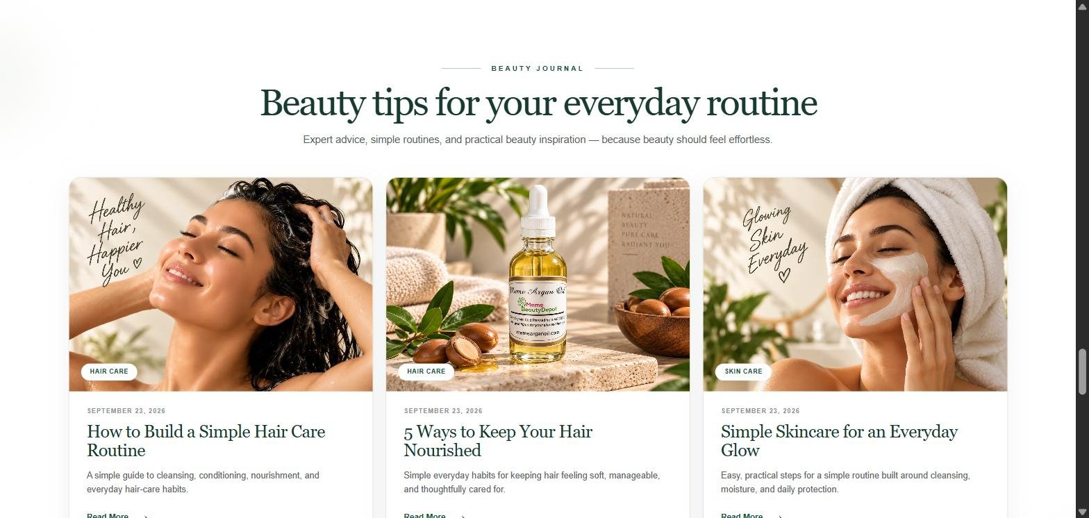 Meme Beauty Depot Beauty Journal section