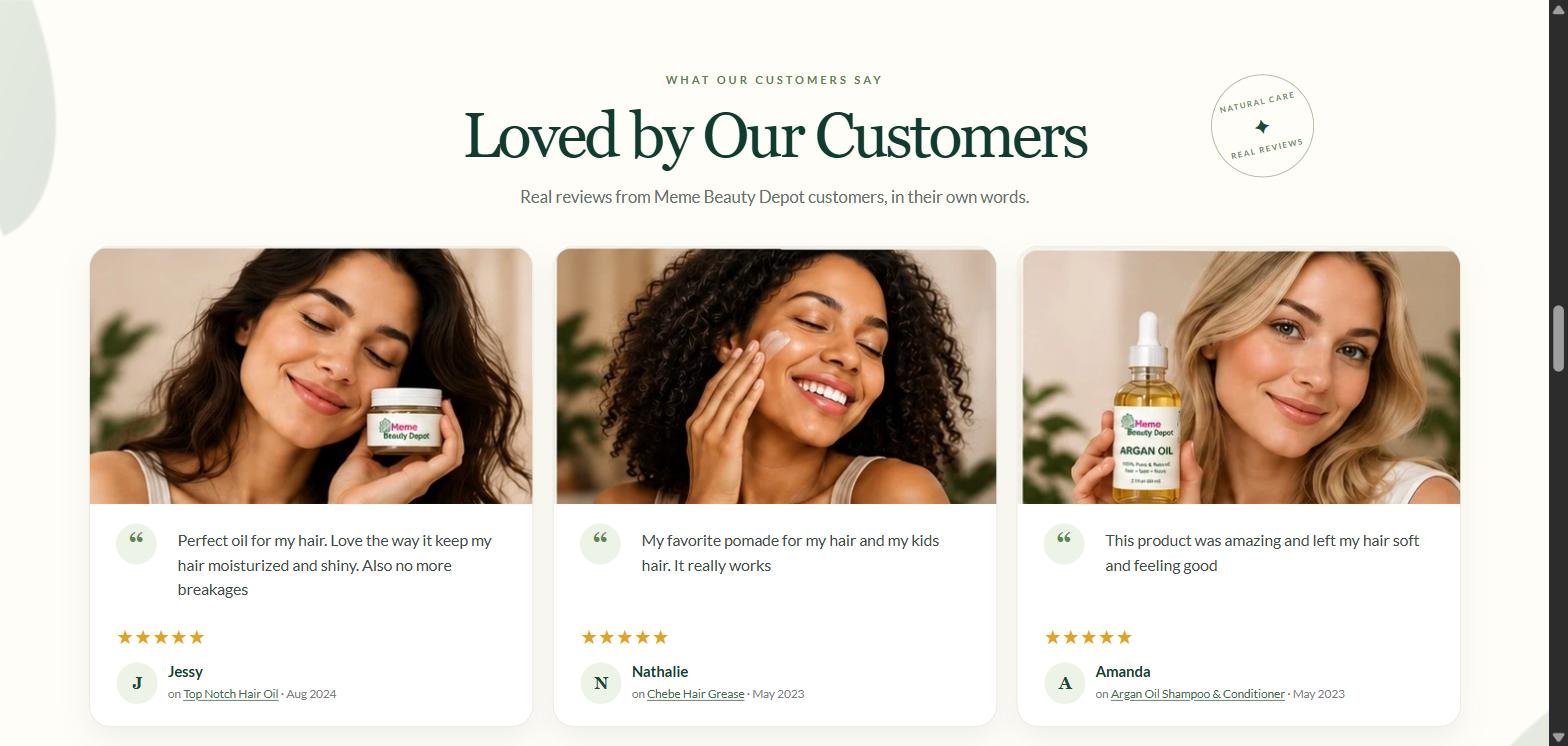 Meme Beauty Depot customer reviews section