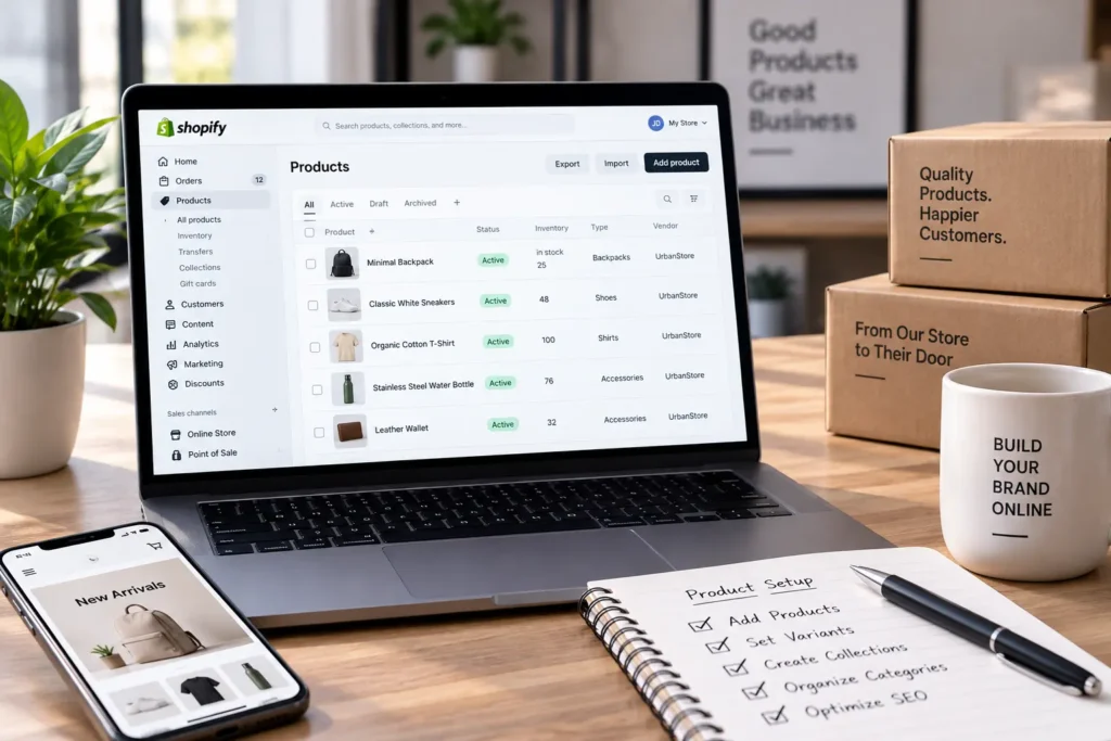 Shopify product and collection setup services