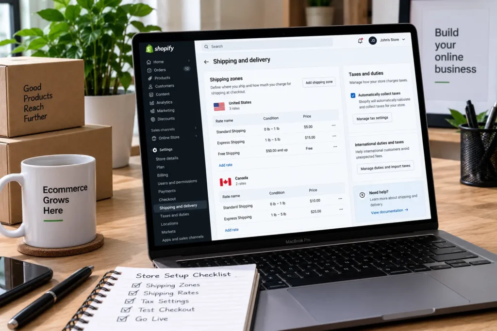 Shopify shipping and tax configuration services