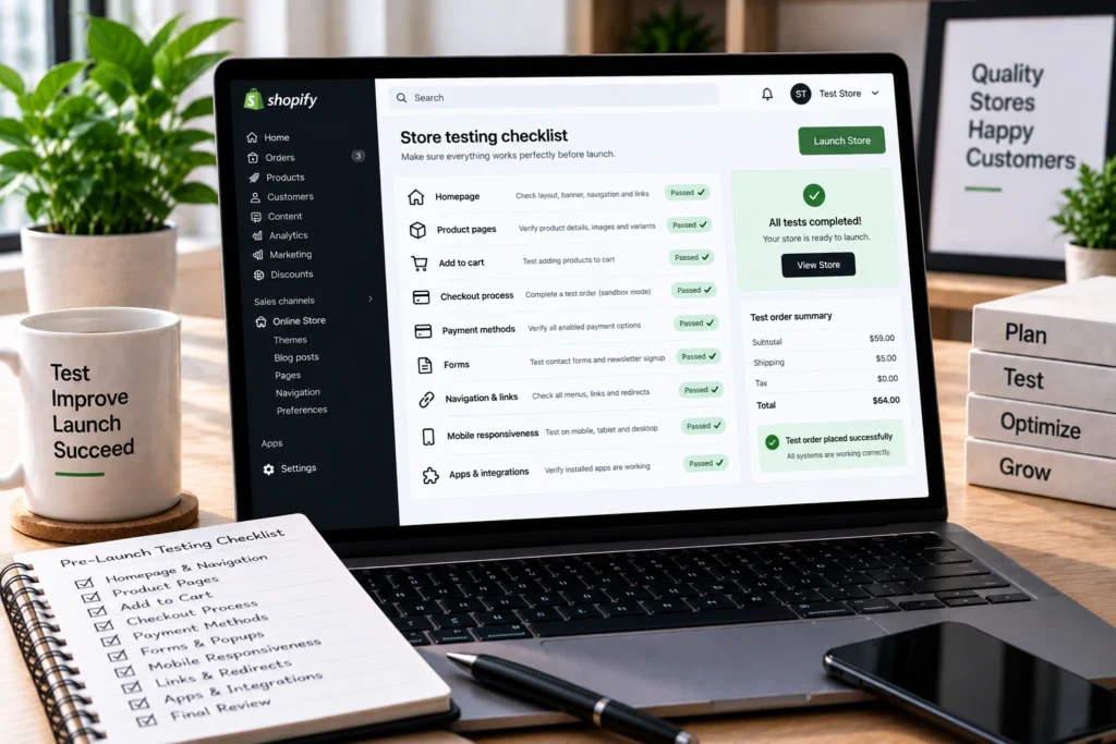 Shopify store testing and quality assurance