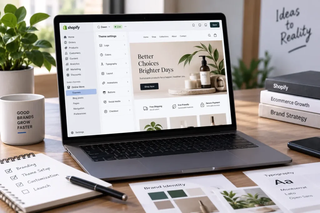 Shopify theme setup and branding services